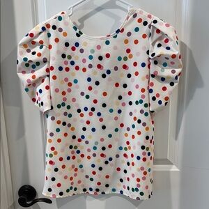 Colorful Polka Dot Blouse with Bow Back Size Small